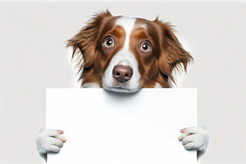 AI generated  illustration of dog with big blank poster