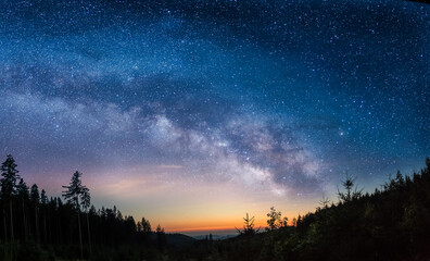 Obraz premium Aerial view of a beautiful forest at night in Germany