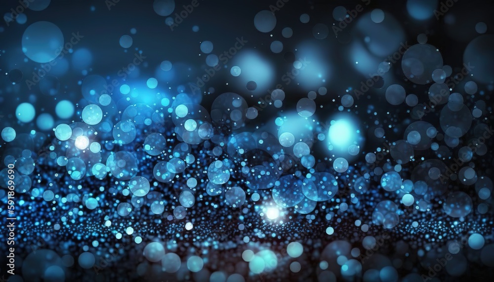 Poster ambient lighting in the form of blue glitter bokeh generative ai