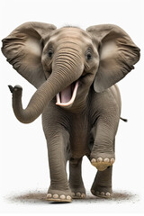 ai generated illustration happy baby elephant with big smile isolated white