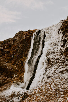 Winter raw landscapes in Iceland. The waterfall in a background © Michal