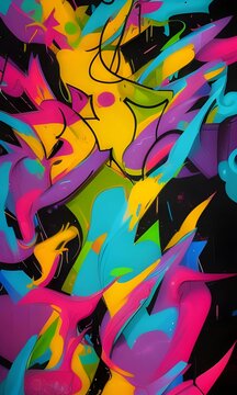 Graffiti seamless background. Artist supply color illustration. Visual arts doodles. Painting drawing art backgrounds. Royalty high-quality free stock digital multicolor abstract art. Generative AI