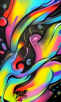Graffiti seamless background. Artist supply color illustration. Visual arts doodles. Painting drawing art backgrounds. Royalty high-quality free stock digital multicolor abstract art. Generative AI