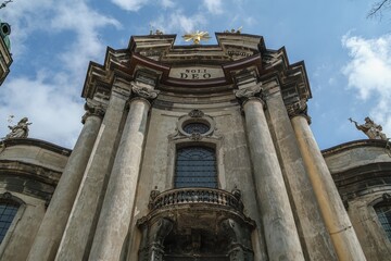 Obraz premium Lviv, Ukraine - March 2023: Lviv, Ukraine - March 2023: Church of the Blessed Eucharist (former Dominican convent church).