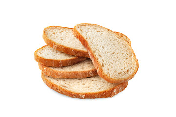 Sliced bread close-up. Slices of bread isolated on white background. Healthy food concept