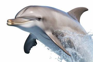 Close up of a dolphin on a white background