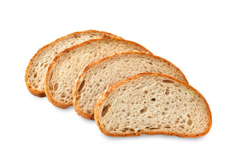 Chopped bread. Bread slices close-up isolated on white background. Healthy food concept