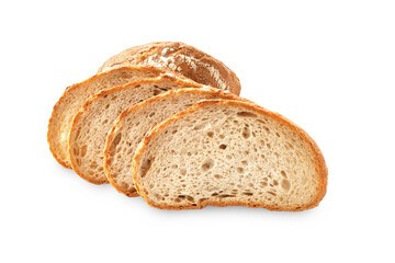 Sliced bread. Slices of bread closeup isolated on white background. Healthy food concept
