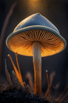 Laccaria laccata mushroom close up. Generative AI