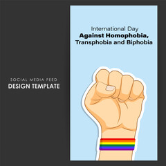 Vector illustration of International Day Against Homophobia social media story feed mockup template