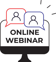Online webinar icon-concept of internet web conference, distance education, online course