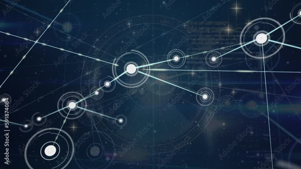 Poster animation of networks of connections and data processing over globe