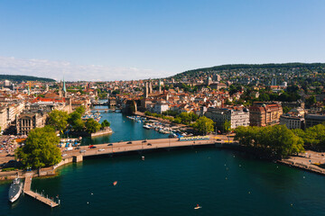Fototapeta na wymiar Aerial view of Zurich city in Switzerland 