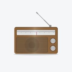 Obraz premium brown vintage retro radio illustration realistic retro tech 90s 80s memories nostalgia fm am music`