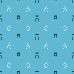 Set Chair and Mirror on seamless pattern. Vector