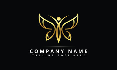 Butterfly Logo Vector Line Outline Monoline Icon Illustration, Elegant And Simple Geometric Insect