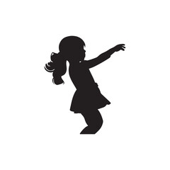 Fototapeta na wymiar Standing a little girl silhouette vector art.