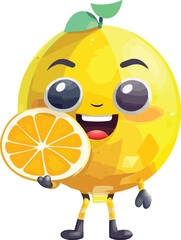 cute chibi lemon smiley character, vector art