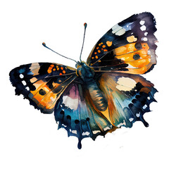 Brush-footed buterfly. Watercolor with transparent background. Generative AI
