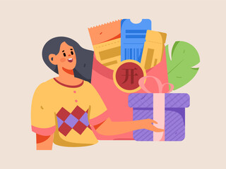 Festive Shopping E-Commerce Online Shopping People Flat Vector Concept Operation Hand Drawn Illustration
