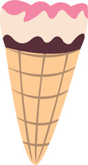 Ice cream in waffle cone vector. Summer dessert 