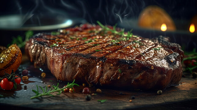 Delicioso bife de lombo grelhado. Gerada por AI.
