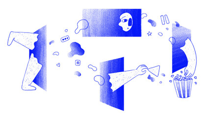 Hand drawn illustration about screens and media