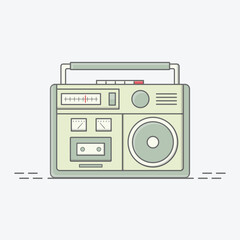 tape recorder cassette player boombox flat icon retro vintage tech 90s 80s memories nostalgia 