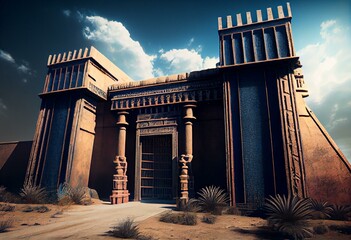 Ancient Babylon gates in Mesopotamia Nebuchadnezzar. Generative AI