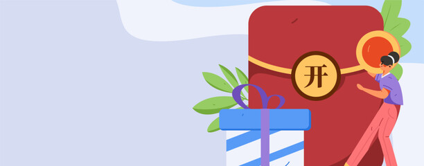 Festive Shopping E-Commerce Online Shopping People Flat Vector Concept Operation Hand Drawn Illustration
