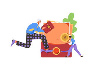 Festive Shopping E-Commerce Online Shopping People Flat Vector Concept Operation Hand Drawn Illustration
