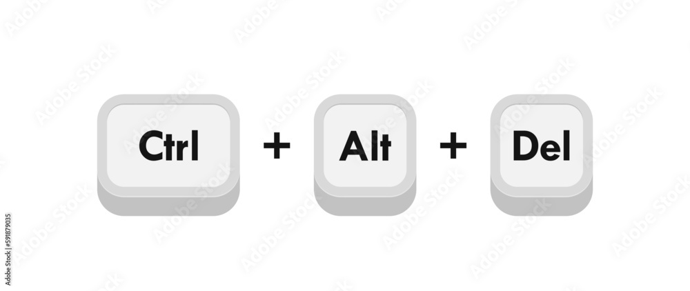 Aufkleber ctrl alt del computer keyboard buttons combinations. hotkeys combination for delete. vector illustra
