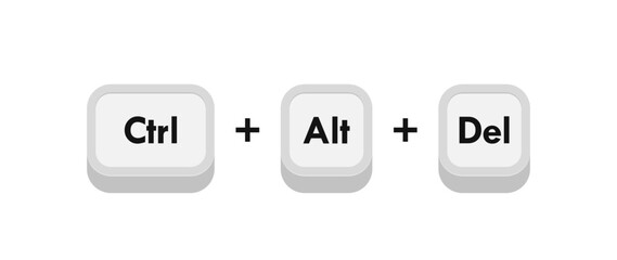 Ctrl alt del computer keyboard buttons combinations. Hotkeys combination for delete. Vector illustration