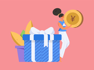 Obraz premium Festive Shopping E-Commerce Online Shopping People Flat Vector Concept Operation Hand Drawn Illustration 