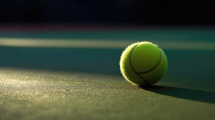 Close Up Tennis Ball On The Grass. Generative AI