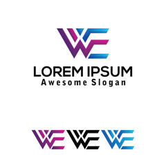 Initial letter W E logo design color full illustration