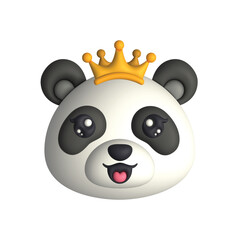 3D Render Happy Cute Panda Head with Crown (Vector) © Art of Ngu