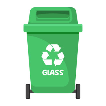 Garbage container for glass waste, vector illustration