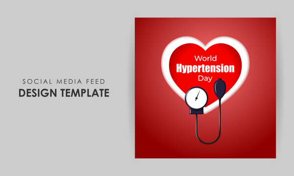 Vector illustration of World Hypertension Day social media story feed mockup template