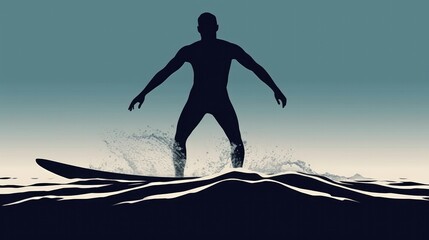 A Simple Image Of A Person Doing A Beach Workout Or Water Sport With Minimal Detail And Emphasis On The Activity. Generative AI