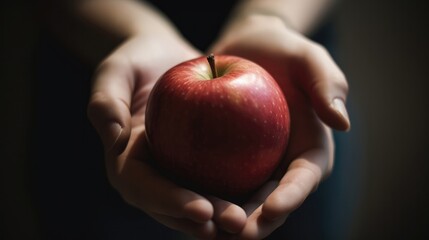 A Simple Image Of A Person Holding An Apple Or Other Healthy Food With Minimal Detail. Generative AI