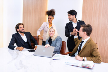 Employee on job corporate Business colleagues around the table making strong business team