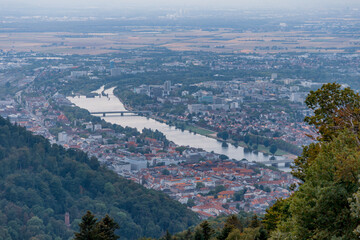 aerial panorama  pic of Heidelberg city, Germany, Baden-Württemberg