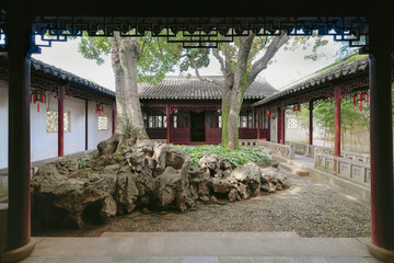 Building in Suzhou ancient Chinese garden at daytime