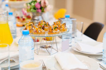 canapes with mushrooms and vegetables