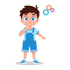 Cute boy thinks, makes a decision