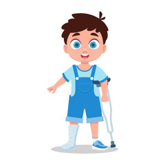 Child on crutches with a broken leg