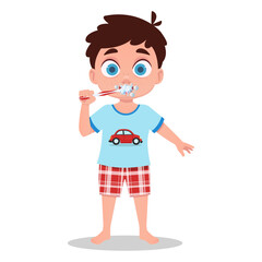 Cute boy brushing his teeth