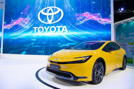 Toyota PRIUS 2.0 Dynamic Force Hybrid on display at Bangkok International Motor Show 2023 on March 21, 2023 in Nonthaburi, Thailand.