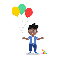 Cute boy crying dropped ice cream